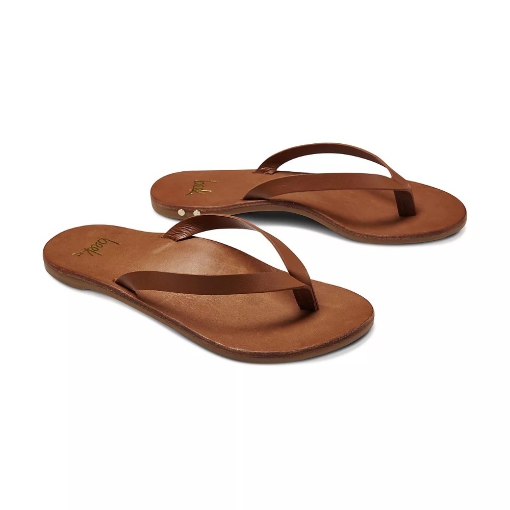beek Brown Leather Flip Flop Sandals